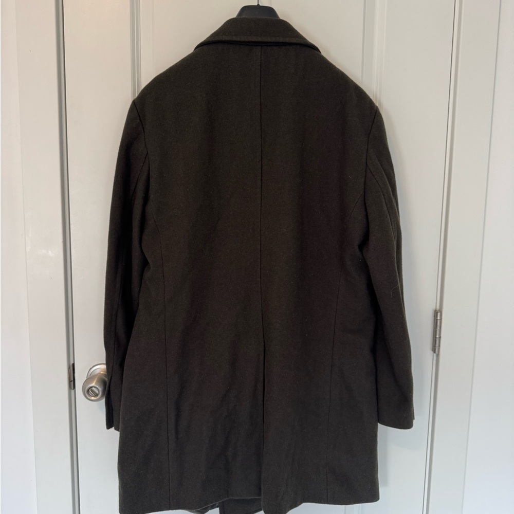 DKNY Men's Double-Breasted winter Pea Coat - Dark Olive - Picture 5 of 10